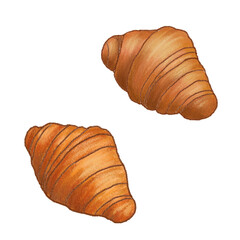 croissant illustration, 크로아상 일러스트