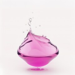 Pink water drop isolated on white background. 3D illustration style. Generative AI. 