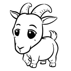 Vector illustration of Cartoon Goat - Coloring book for kids