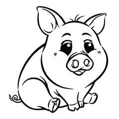 Obraz premium Vector illustration of cartoon pig - Coloring book for kids
