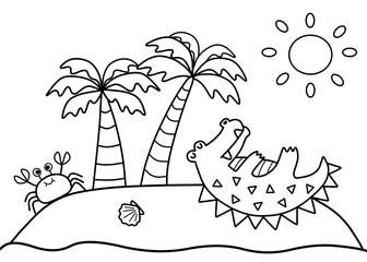 Animal coloring page for kids. Painting for kindergarten and elementary school children . Children's coloring activity sheet. Cute Illustration to Color. 