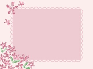 floral cute postcard template with frame, hand drawn