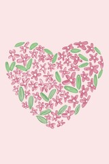 flowers and leaves heart, Valentine's Day postcard