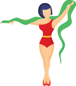 Jungle Girl with Python or Belly Dancer  Vector Icon Design, Circus characters Symbol, Carnival performer Sign, Festival troupe Stock illustration, Women Snake Charmer Concept, 