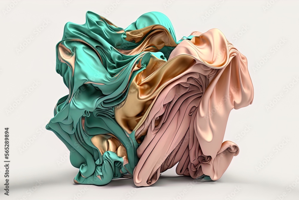 Poster an abstract textile of tangled wavy fabric that is free to flow in any direction generative ai