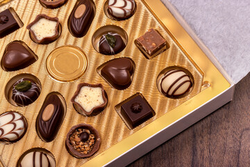 Valentine's day background. Luxury box of chocolates