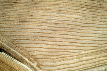 Aerial shot of a straw field left to dry .