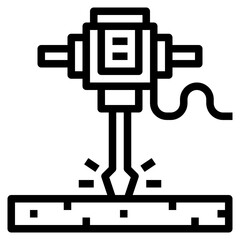 road drill line icon style