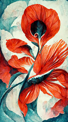 Red flower illustration concept design illustration Generative AI Content by Midjourney