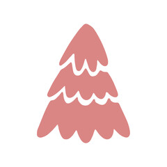 Hand drawn Christmas tree. Modern boho whimsical doodle illustration. 
