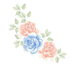 Rose watercolor flower arrangement