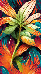 colorful flower on dark tropical foliage nature background illustration Generative AI Content by Midjourney