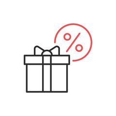 Discount on gifts icon. High quality coloured vector illustration.