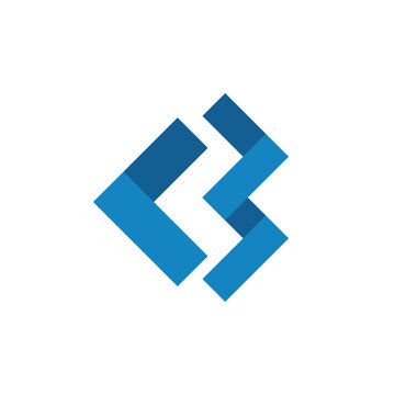 CB initial based logo made from blue colored connected folded geometric shapes. Logo for apps, technology, company, brand, product, finance, and business.