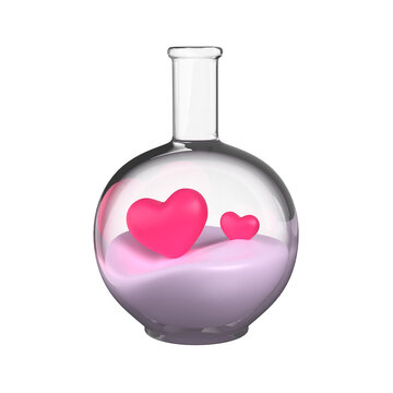 Love Potion in glass bottle Valentine 3D icon