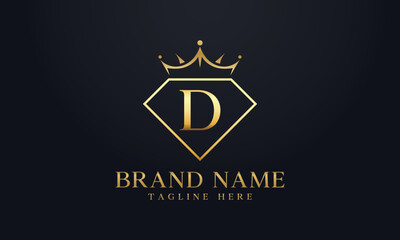 Diamond crown vector. Luxury queen logo for jewelry vector with letters