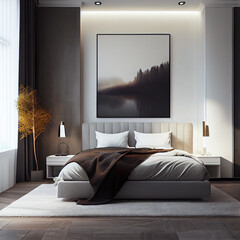 interior of a bedroom, AI generative