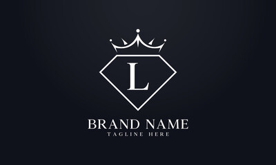 Diamond crown vector. Luxury queen logo for jewelry vector with letters