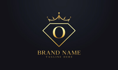 Diamond crown vector. Luxury queen logo for jewelry vector with letters