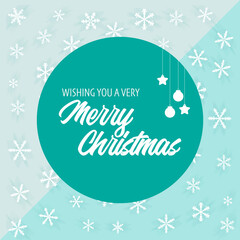 Merry Christmas Greetings Card Wishes with Snow Background