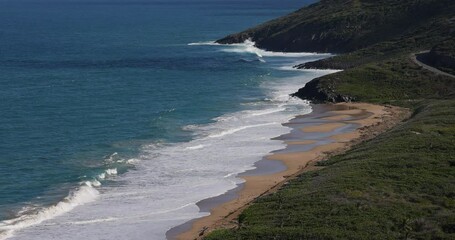St Kitts view of beautiful Atlantic ocean beach. Independent Island Caribbean Ocean. Cruise ship and yacht vacation travel destination, tourism is main economy.