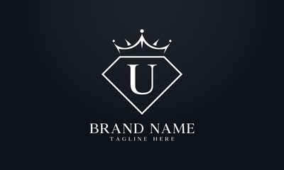 Diamond crown vector. Luxury queen logo for jewelry vector with letters