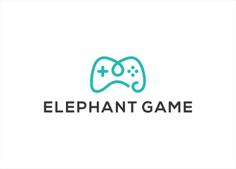 elephant with joystick game logo design vector template