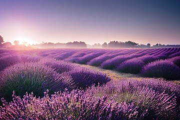 Naklejka na ściany i meble Lavender field at the early morning