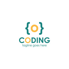 Coding Logo Design Template with coding icon. Perfect for business, company, restaurant, mobile, app, etc.