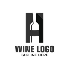 Letter H Wine Logo Design Template Inspiration, Vector Illustration.