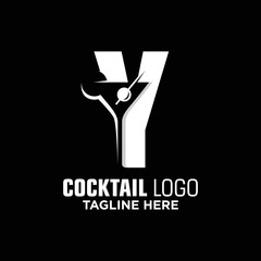 Letter Y Cocktail Logo Design Template Inspiration, Vector Illustration.