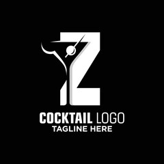Letter Z Cocktail Logo Design Template Inspiration, Vector Illustration.
