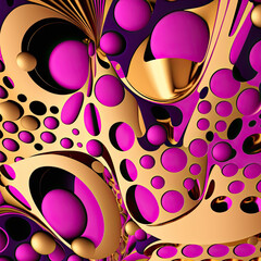 Funky abstract pattern with pink and gold tones Generate AI Technology 
