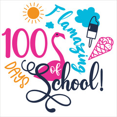 100 Days Of School Funny phrase. Hand drawn inspirational quote about dogs. Lettering for poster, t-shirt, card, invitation, sticker. Vector illustration