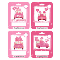 Valentine money card holder with cute gnomes. Vector illustration