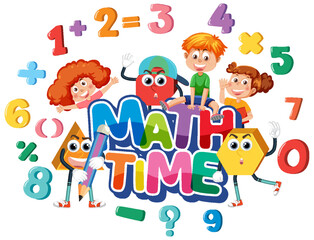 Children cartoon character with math and number theme