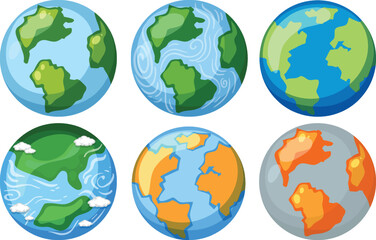 Set of earth with global warming crisis
