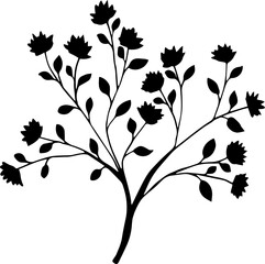 Blooming bush silhouette. Vector illustration. A beautiful plant.