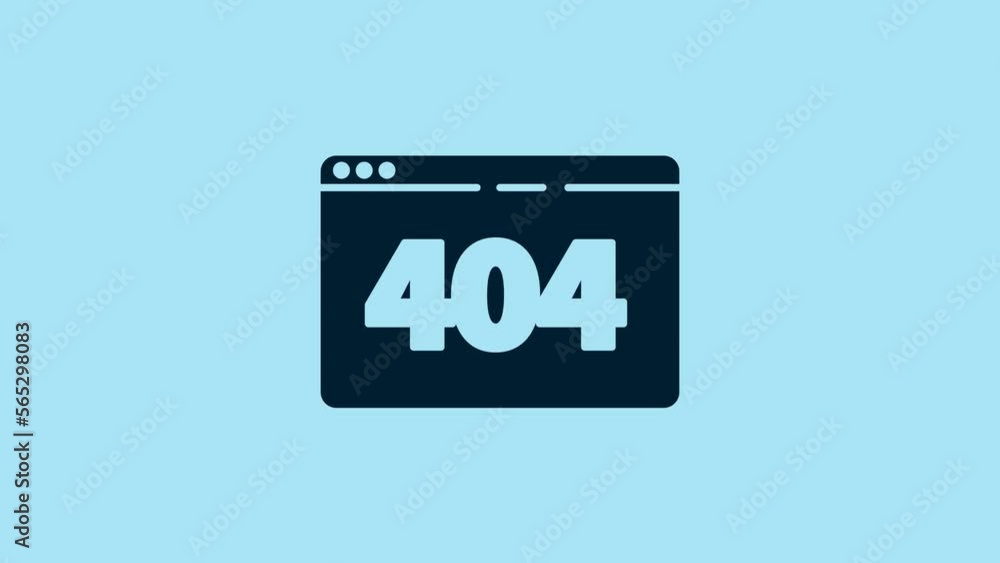 Poster blue page with a 404 error icon isolated on blue background. template reports that the page is not f