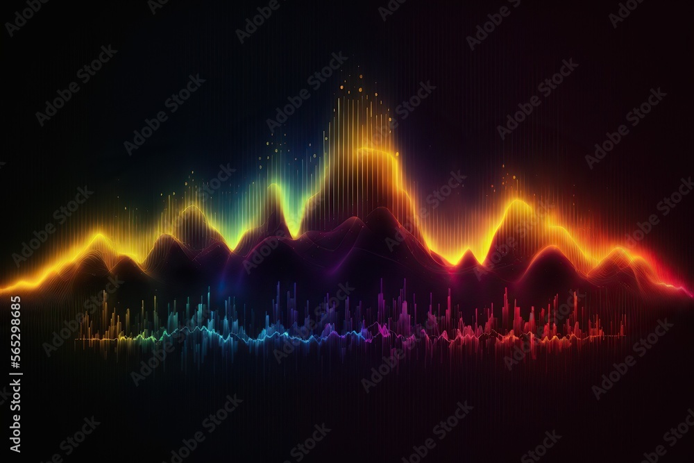 Poster abstract sound waves. frequency audio waveform, music wave hud interface elements, voice graph signa