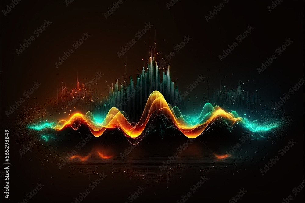 Poster abstract sound waves. frequency audio waveform, music wave hud interface elements, voice graph signa