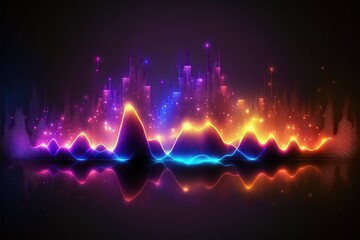 Abstract Sound waves. Frequency audio waveform, music wave HUD interface elements, voice graph signal cyberpunk, Generative ai