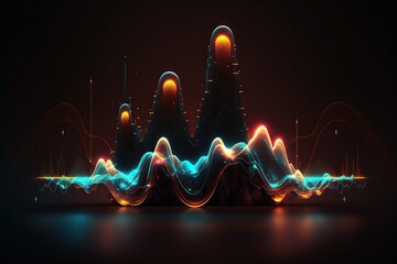 Obraz na płótnie Canvas Abstract Sound waves. Frequency audio waveform, music wave HUD interface elements, voice graph signal cyberpunk, Generative ai