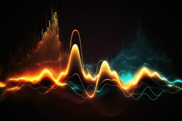 Abstract Sound waves. Frequency audio waveform, music wave HUD interface elements, voice graph signal cyberpunk, Generative ai
