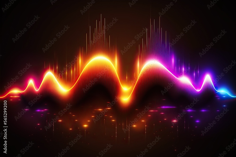 Poster abstract sound waves. frequency audio waveform, music wave hud interface elements, voice graph signa