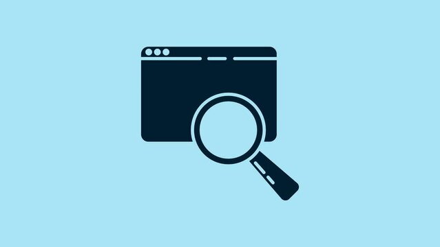 Blue Search in a browser window icon isolated on blue background. 4K Video motion graphic animation