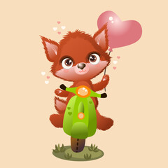 Cute fox drawn in cartoon style