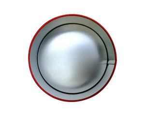 top view metal cans with red rims isolate.