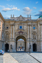 Lion Courtyard and gate in Buda Castle Royal Palace and Hungarian National Gallery in Budapest, Hungary