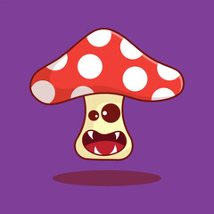 Obraz na płótnie Canvas mushroom monster vegetable cute vector animation icon